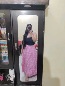 Stylish Pink Printed Ethnic Skirt