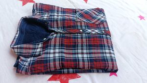 Men's 2 sided shirt one is checked,other side plan