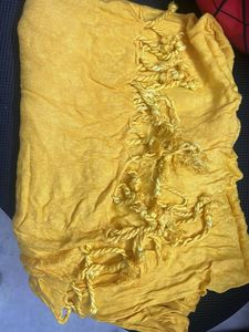 Blue Kurta set Yellow Floral details(woollen) 3 pi