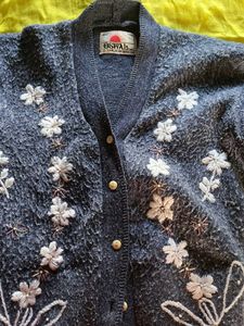 Embroidered Wool Cardigan
