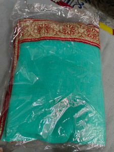 Beautiful Teal Saree with Embroidered Border