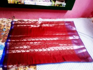 new with tag Elegant Red &amp; Purple Silk Saree