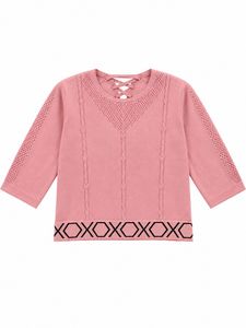 Pink Lattice Back Knit Top