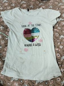 White Colour Sequnce Top For Girls