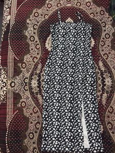 Black & White Floral Print Maxi Dress