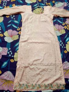 Peach Sequin suit set without dupatta