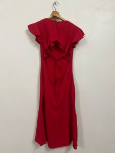 Koovs Red Ruffle Sleeve Dress
