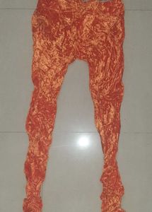 Orange Velvet Harem Chudidar Pants - Women