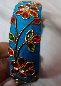 kundhan stone cloth kada bangle