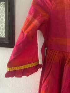 Fabindia Pink Plaid Frock