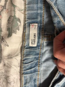 ' Denim Shorts with Lace Trim