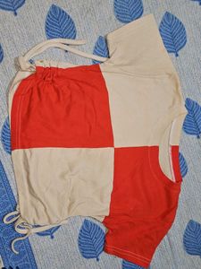 Trendy Color Block Drawstring Top