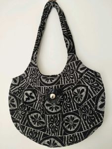 Stylish Black &amp; White Printed Boho Bag