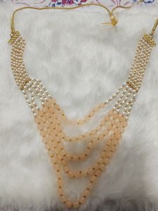 Peach Color Multi Layer Long Mala