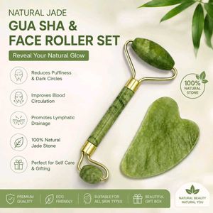 Natural Jade Roller &amp; Gua Sha Set
