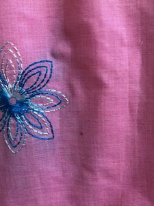 Pink Kurta with Floral Embroidery