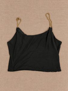 Sparkly Sequin Crop Top with Chain Detail