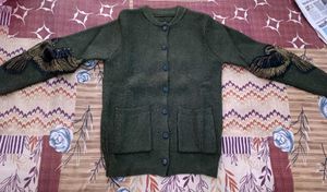Olive Green Cardigan with embroidery on sleeves✨✨