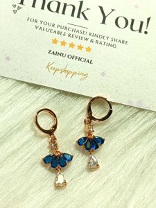 Elegant Blue Sapphire &amp; Crystal Drop Earrings