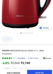 Philips Red Fancy Kettle Unused