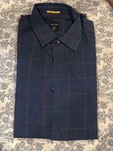 Men's Navy Plaid Button-Down Shirt