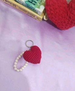 Handmade Crochet Heart Keychain