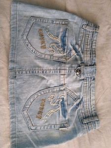 Light Wash Denim Mini Skirt