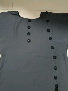 Elegant Grey Abaya with Black Accents