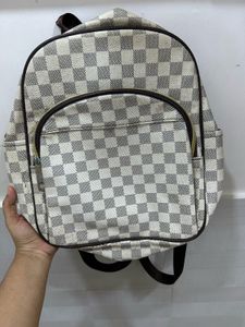 Designer Faux Leather Checkered Backpack