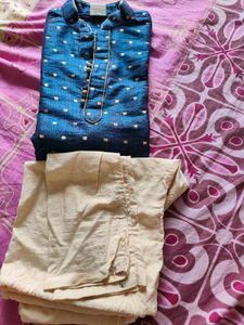 Boy's Blue Silk blend Kurta Set