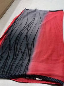 Elegant Red &amp; Grey Ombre Saree