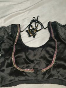Sleek Black Satin Blouse
