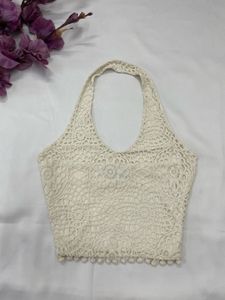 Off white halter neck top