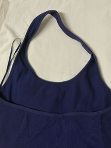 Navy Halter Ribbed Crop Top