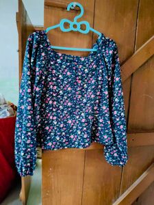 Floral Print Square Neck Top