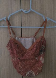 Vintage Floral Print Corset Top