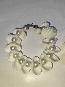 Unique Shell &amp; Pearl Hoop Earrings