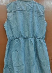 Sleeveless Denim Shirt Dress