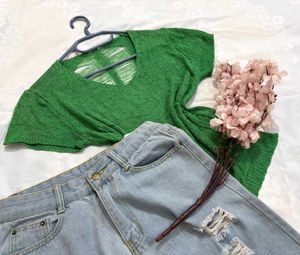 🎁Y2k Green Distressed Top J
