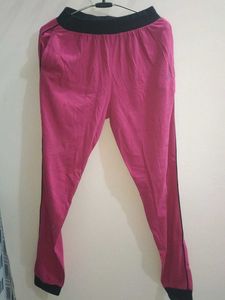 Pink Track Pants with Black Accents