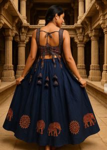Elegant Navy &amp; Red Lehenga Choli Set