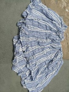 Blue & White Striped Ruffle short