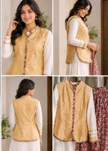 Women Cotton Rayon Kurta Palazzo Ethnic Jacket Set