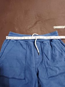 Blue Cotton Drawstring Shorts