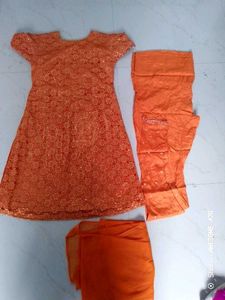Orange Embellished Salwar Kameez Suit