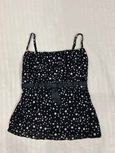 Chic Black & Pink Polka Dot Cami Top