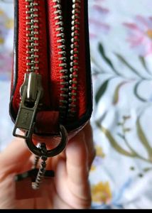 Authentic Coach Red Leather Zip Around Wallet