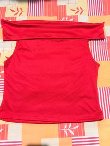 Shein Red Off-Shoulder Crop Top