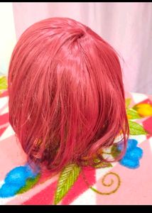 Red Korean Hair Full Head Wig With Adjustable Stra
