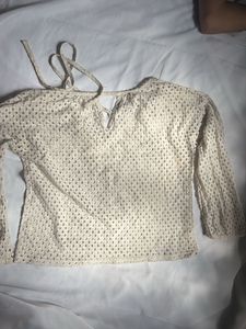 Cream Crochet Long Sleeve Top